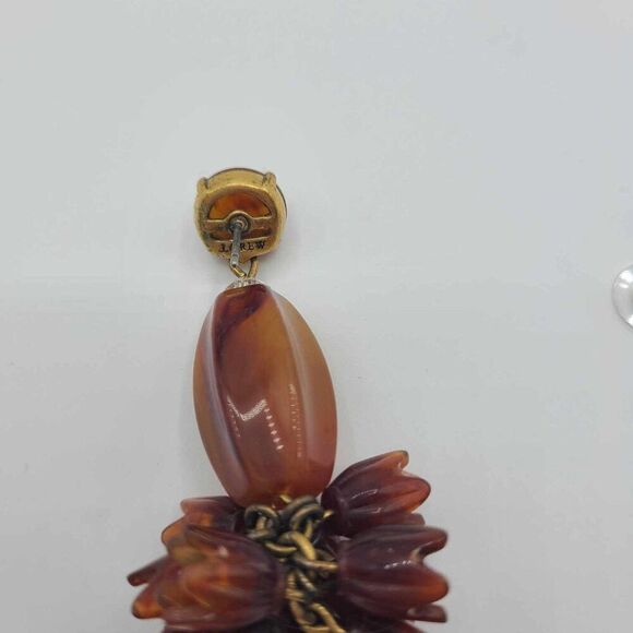 J Crew Vintage Amber Brown Floral Cluster Drop Stud Earrings - Picture 6 of 8